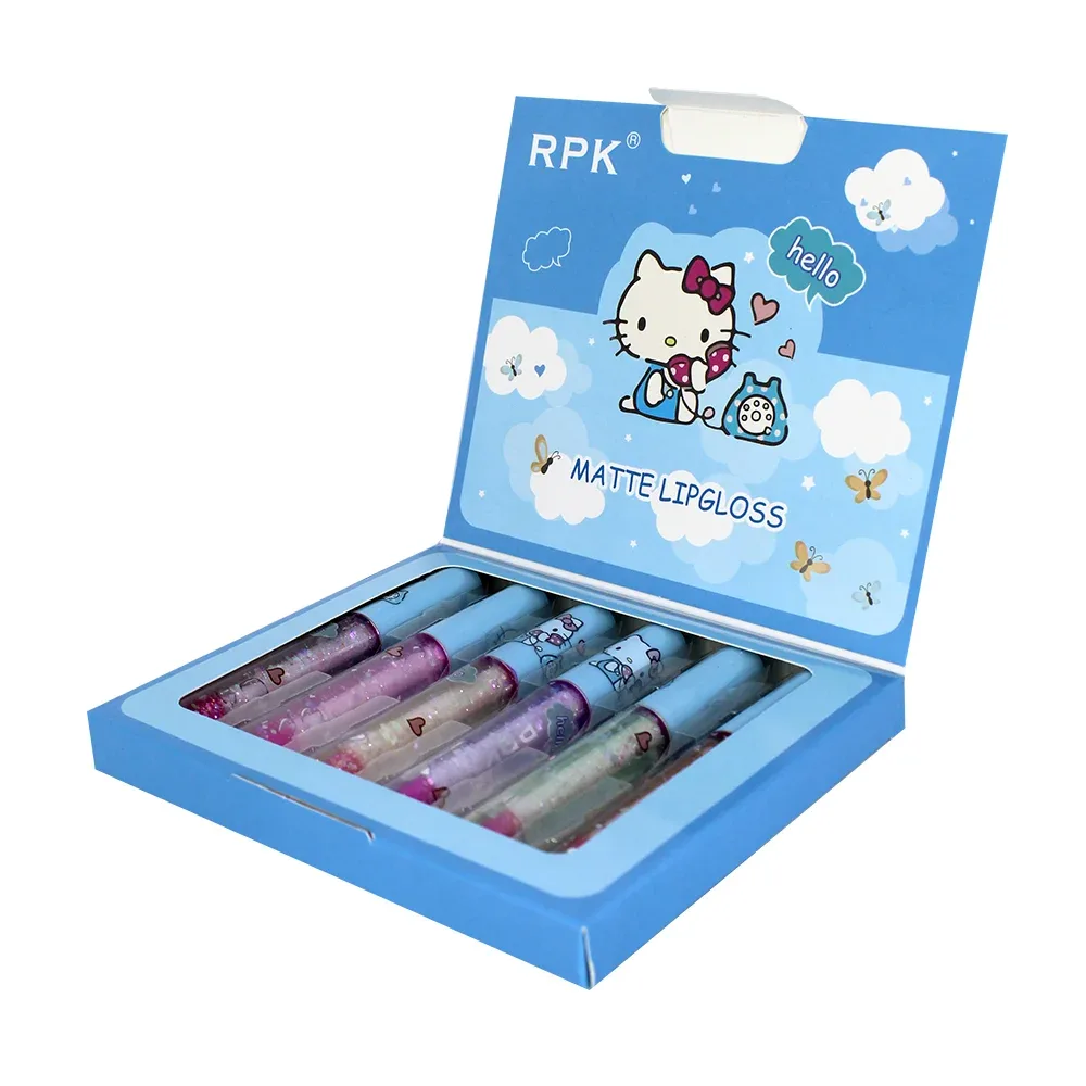 Paquete 6 brillos labiales con estampado de hello kitty, variedad de colores / 975