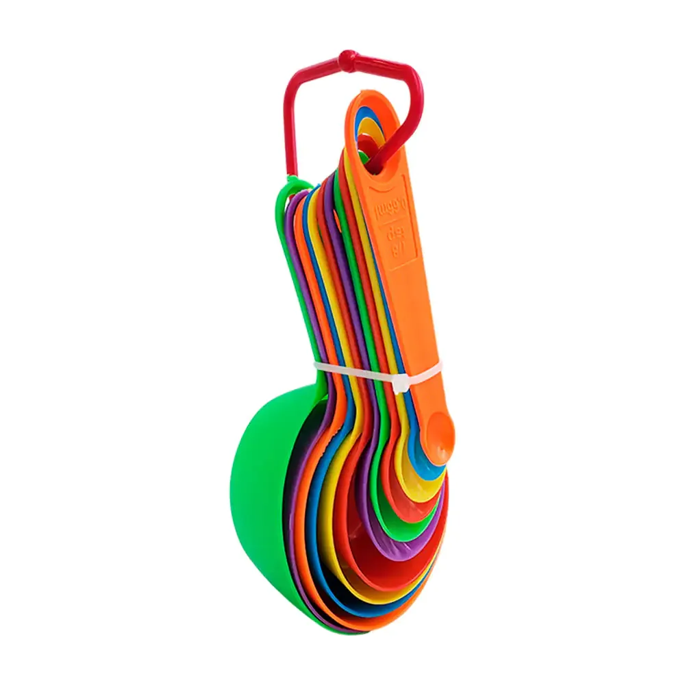 Juego con 12 cucharas medidoras desde 1/8tsp hasta 1 taza, variedad de colores