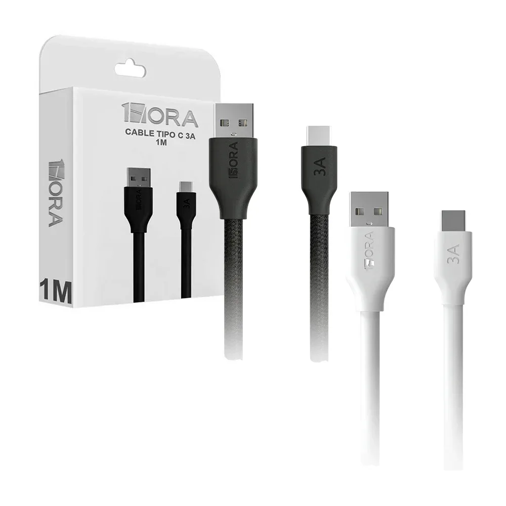 Cable 1hora tipo c de 1 metro para carga 3a, variedad de colores / cab251