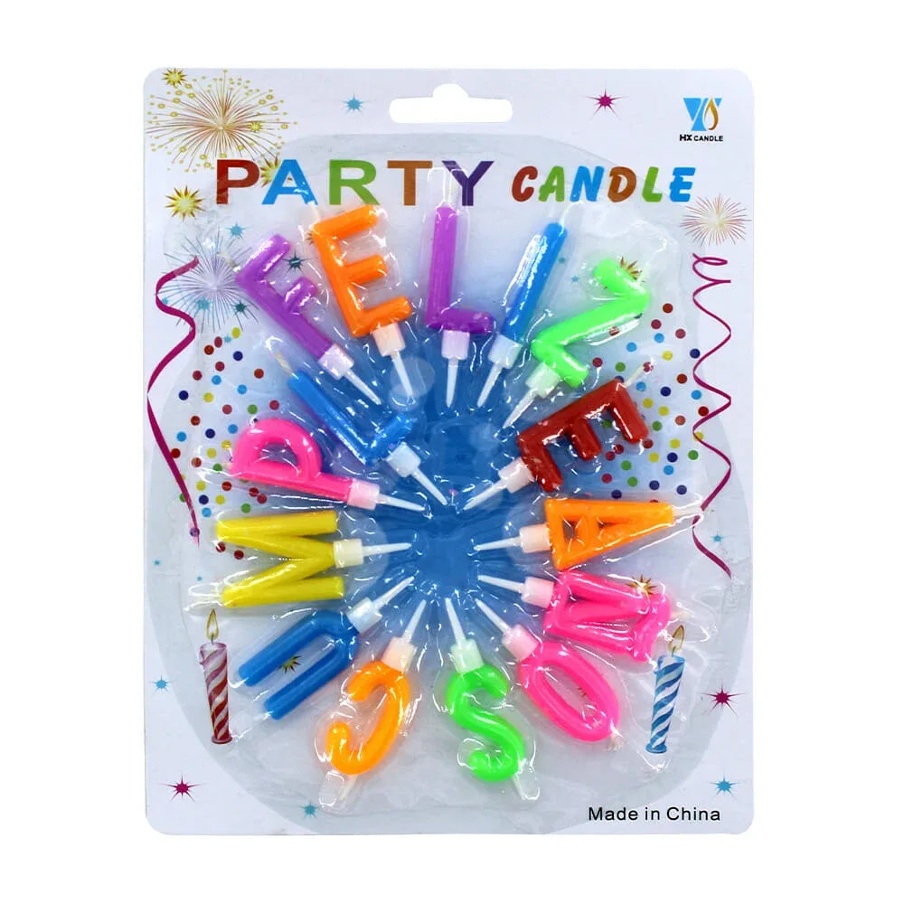 Set 15 velas de colores feliz cumpleaños, variedad de colores / 968727 / bt-v1377 / party candle