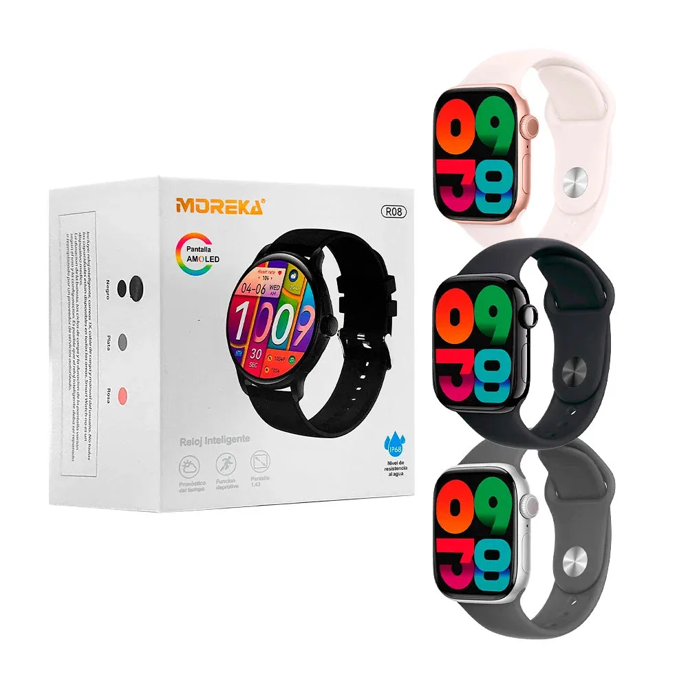Reloj inteligente moreka, cuadrado, 200mah, pantalla 1.75 pulgadas, variedad