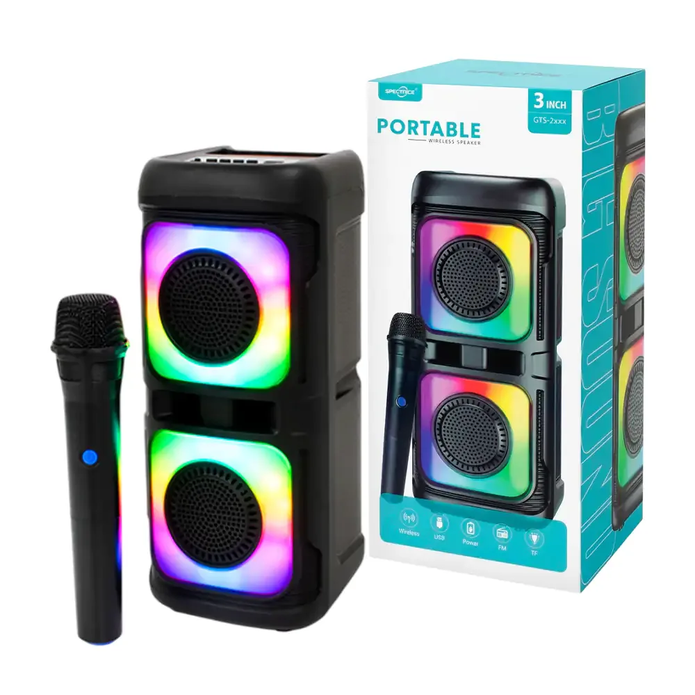 Bocina inalámbrica bluetooth great nice 3x2 pulgadas con luz rgb y micrófono