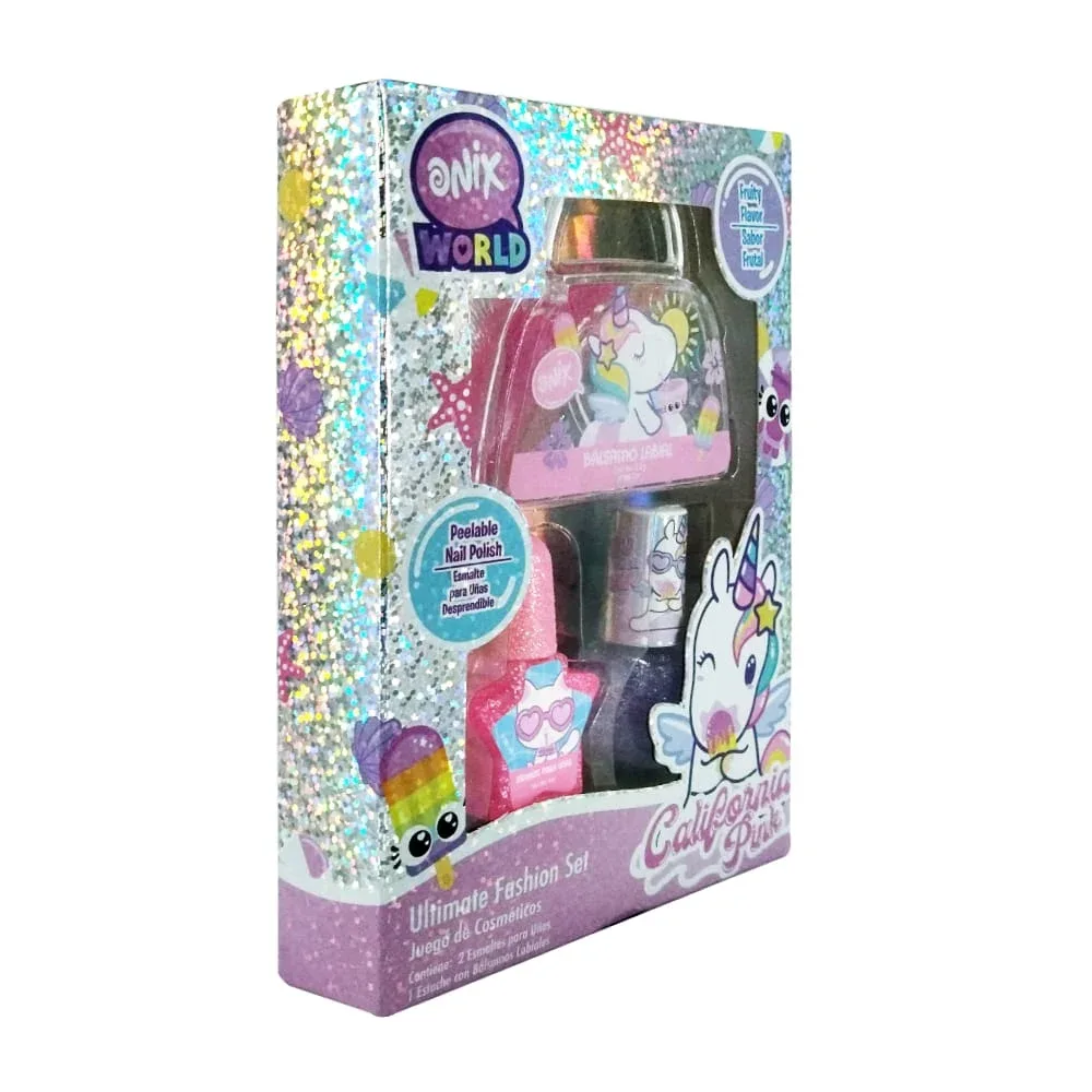 Mini set de belleza unicornio onix con 2 esmaltes para uñas y bálsamo labial / ufs14on