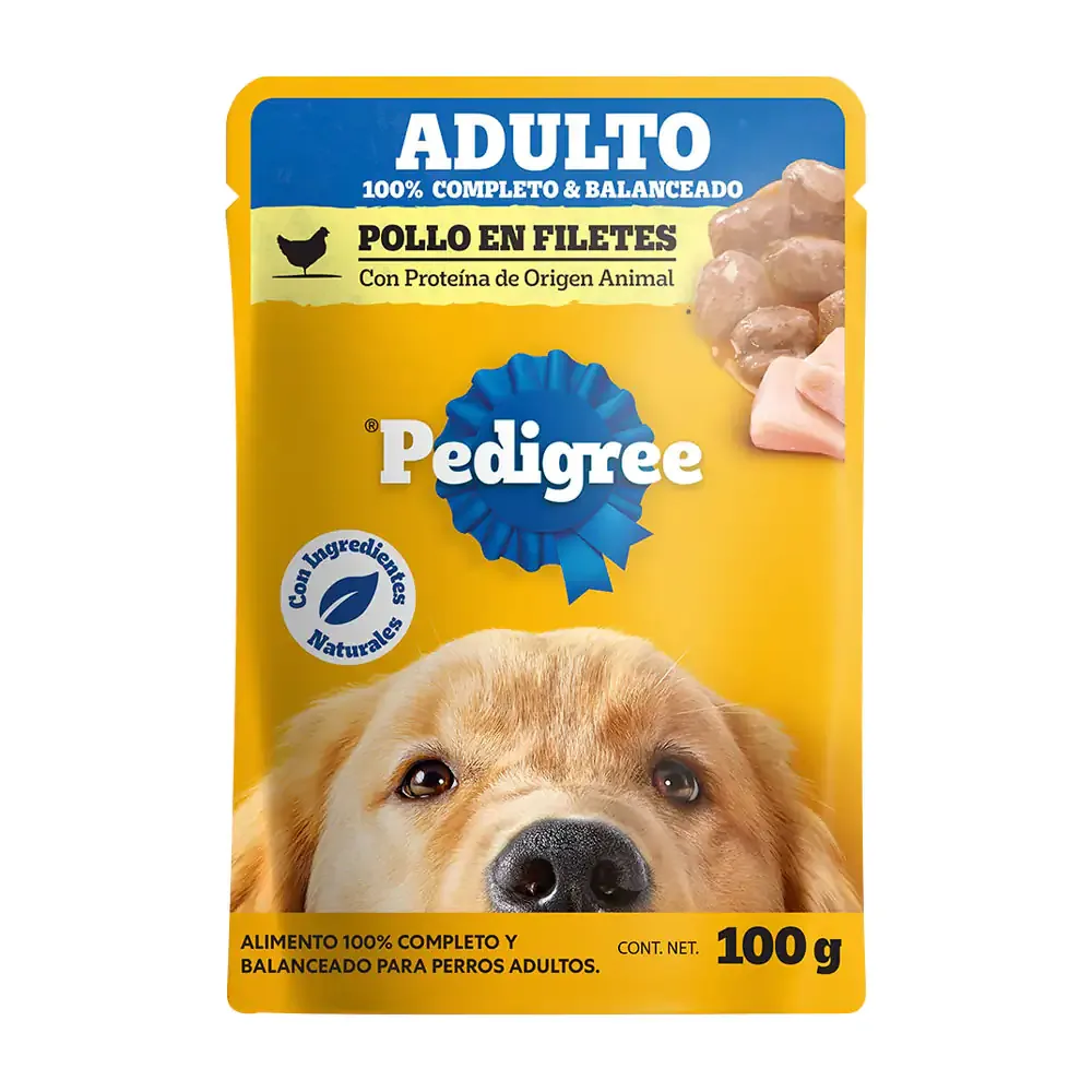1pz alimento húmedo pedigree sabor pollo en filetes para perros adultos, 100g / 5914