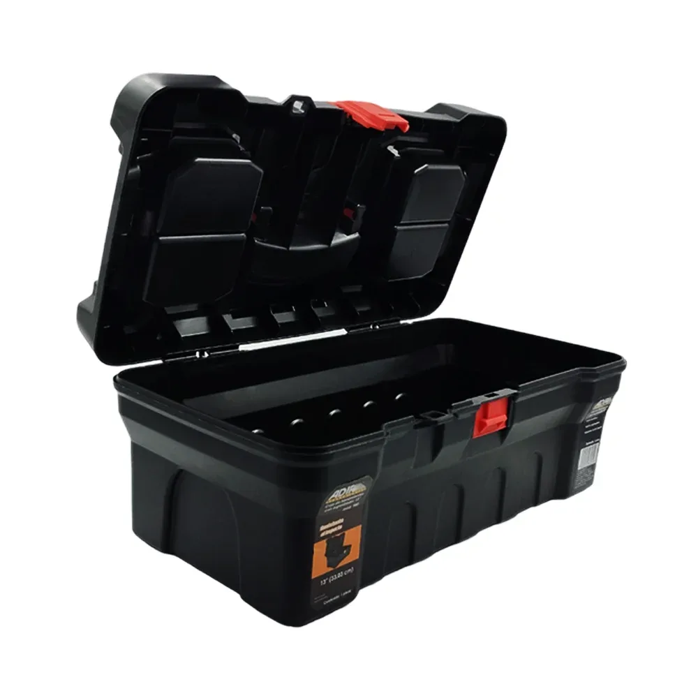Caja de 13 pulgadas con 3 compartimentos organizadores y broche de plástico para herramientas / adir