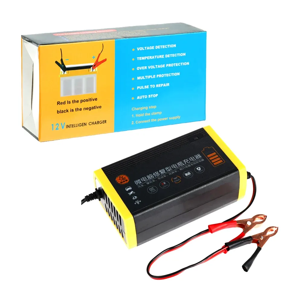 Cargador / reparador de baterías de coche o moto + pinzas de cobre, 12v 6a