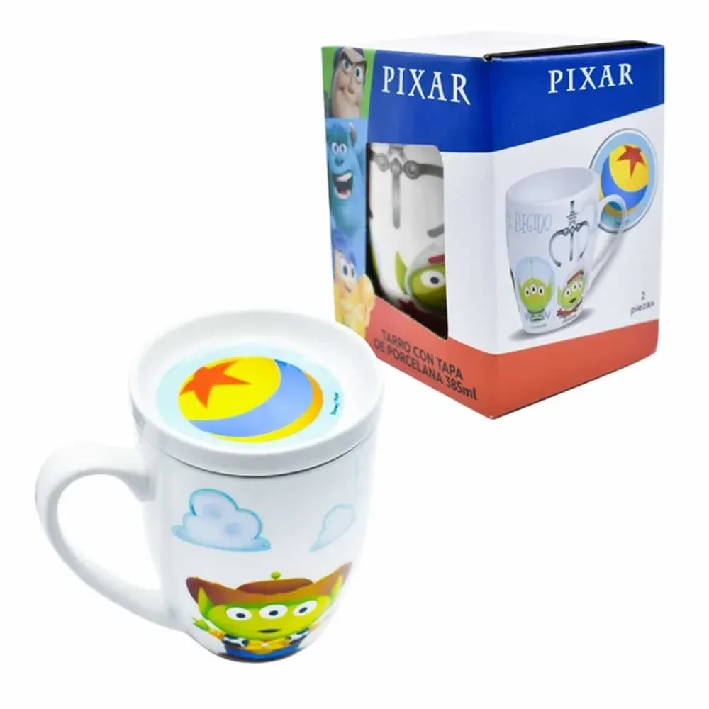 Taza de porcelana con tapa y diseño de marciano 385ml 611629