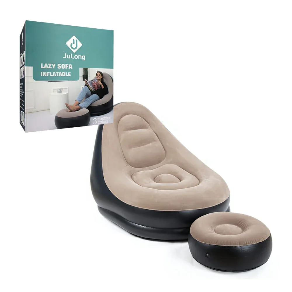 Sillón inflable con reposapiés sin diseño, variedad de colores / 11965