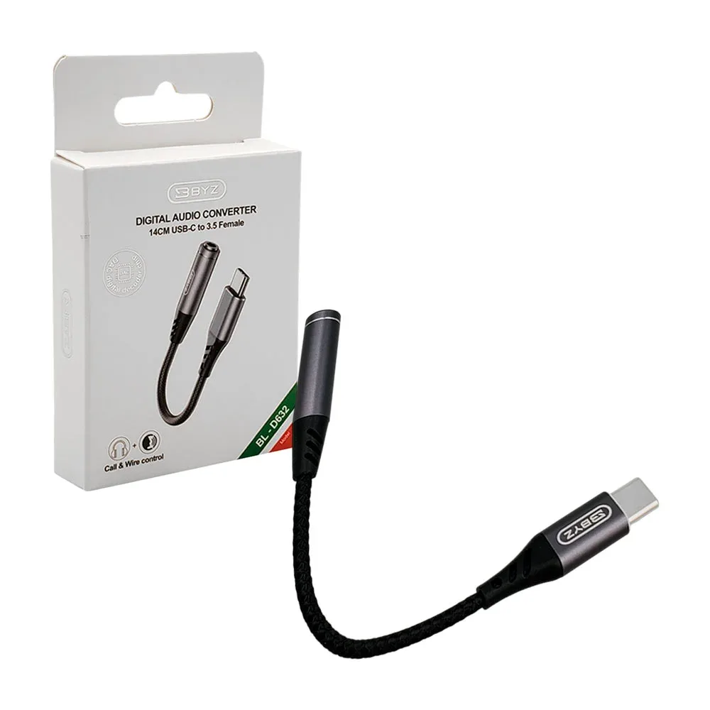 Adaptador byz de audio digital, convertidor auxiliar 3.5mm a tipo-c / bl-d632