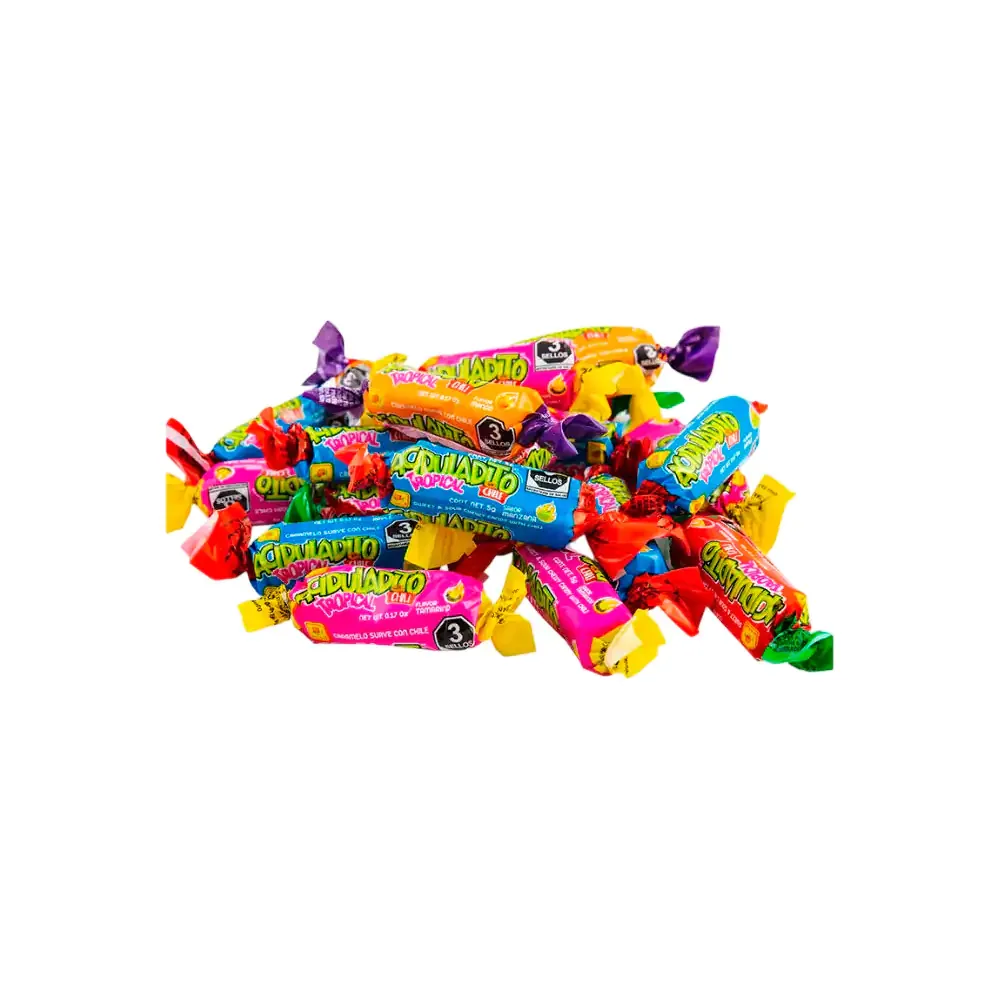 1pz dulce de caramelo suave con chile, aciduladito tropical, 5g, variedad de sabores / 004167