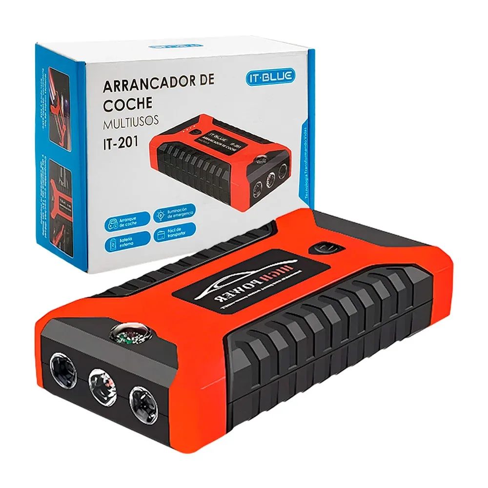 Arrancador de emergencia para automóviles multifuncional con luz y brujula