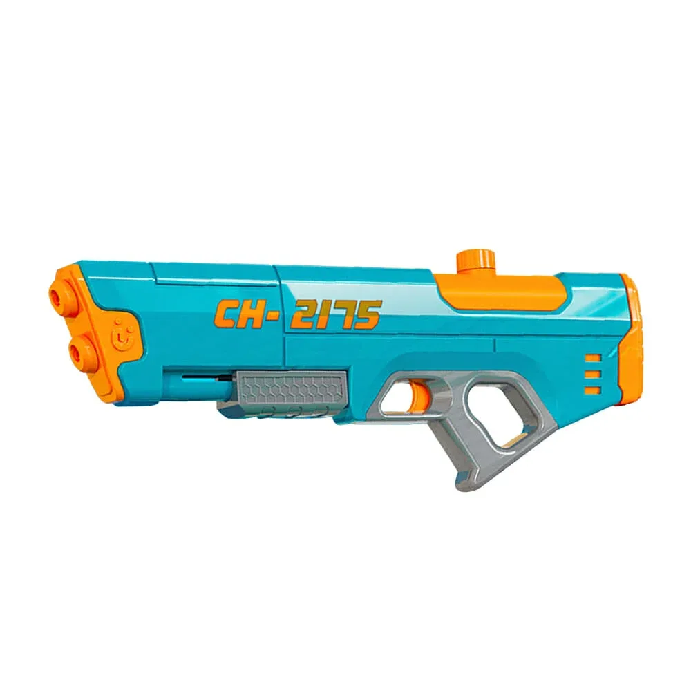 Pistola de plástico con doble cañón y contenedor para lanzar agua, variedad de colores / ch-2175