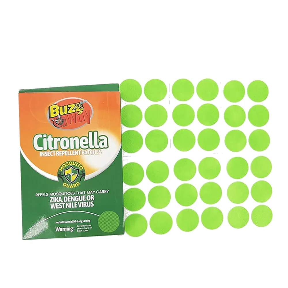 Paquete de 36 parches repelentes con extracto de citronela para mosquitos / buzz way / gh4809