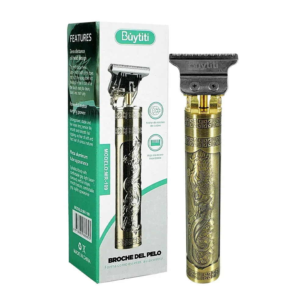 Máquina rasuradora inalámbrica con diseño esculpido de dragón y 4 peinetas intercambiables para el cabello / mr-109