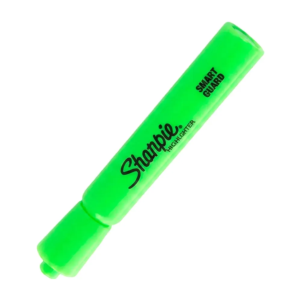 1pza marcatextos resaltador sharpie en color verde neón con punta cincel