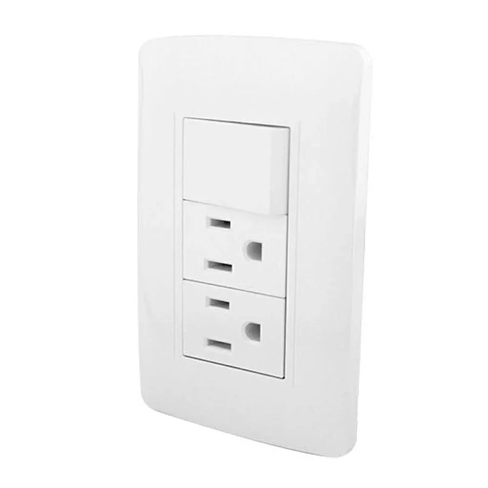 Placa sanelec línea toscana con doble contacto y apagador sencillo / 4523
