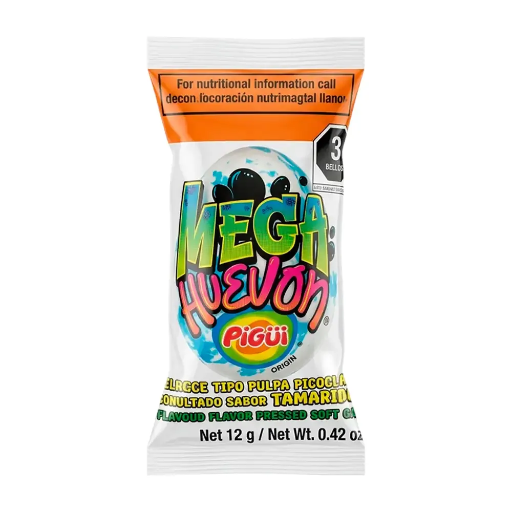 1pza Dulce en forma de huevo mega huevon sabor tamarindo, 12g