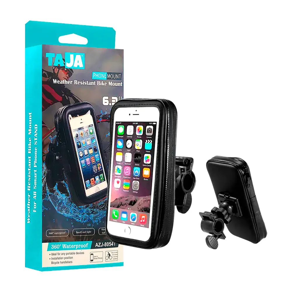 Soporte para el celular, tipo funda 6.3in de uso rudo ajustable a manubrio / azj-80541