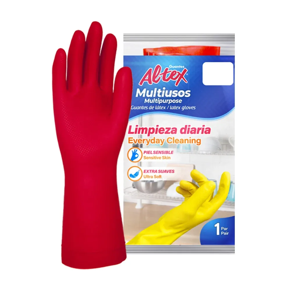 Par de guantes multiusos altex de látex con diseño anatómico para trabajos de limpieza semi ruda, talla 6 1/2 al 9 / 233012