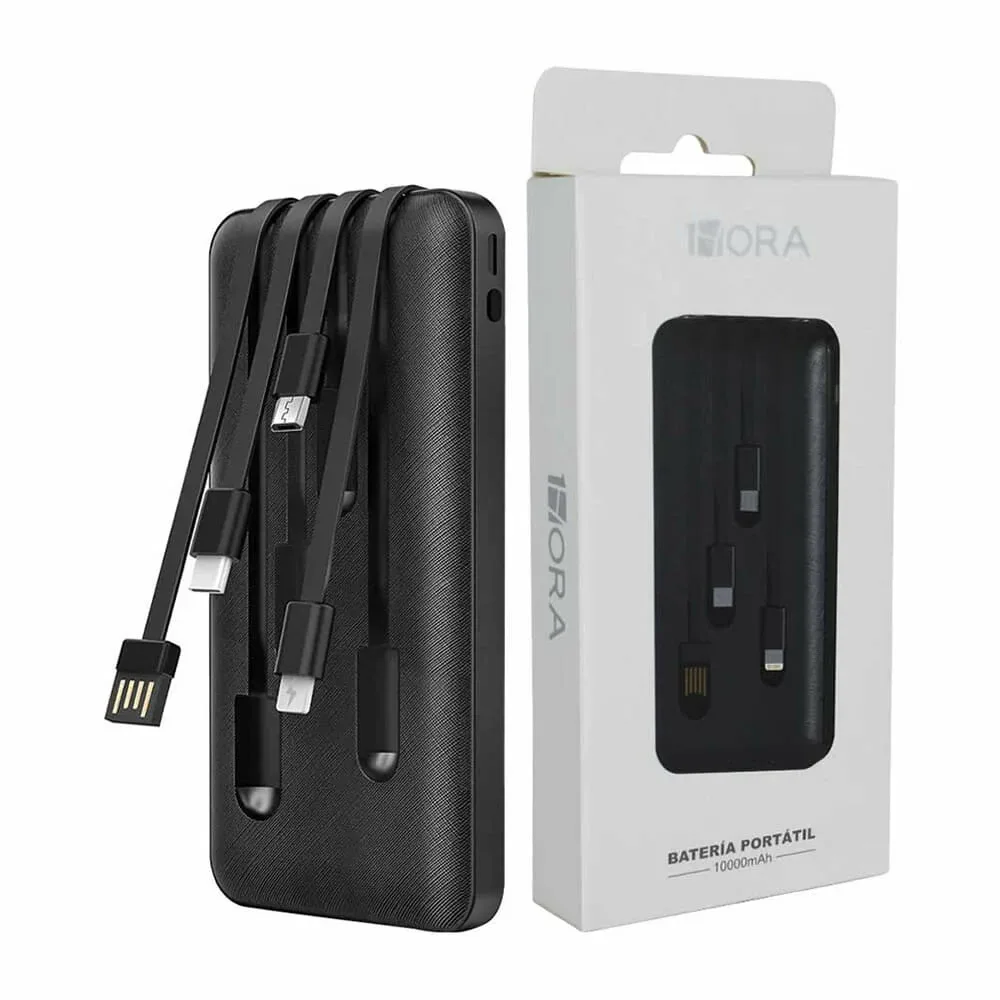 Power bank batería portátil 1hora con cable tipo c, v8 y lightning iphone 10000mah / gar148
