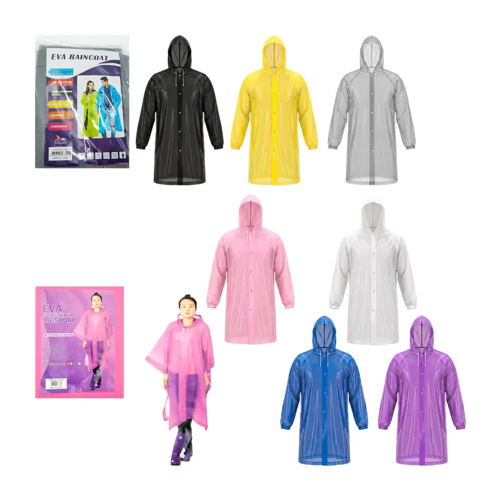 Impermeable para adulto de plástico tipo poncho y capucha ajustable, variedad de diseños / c.8001 / raincoat