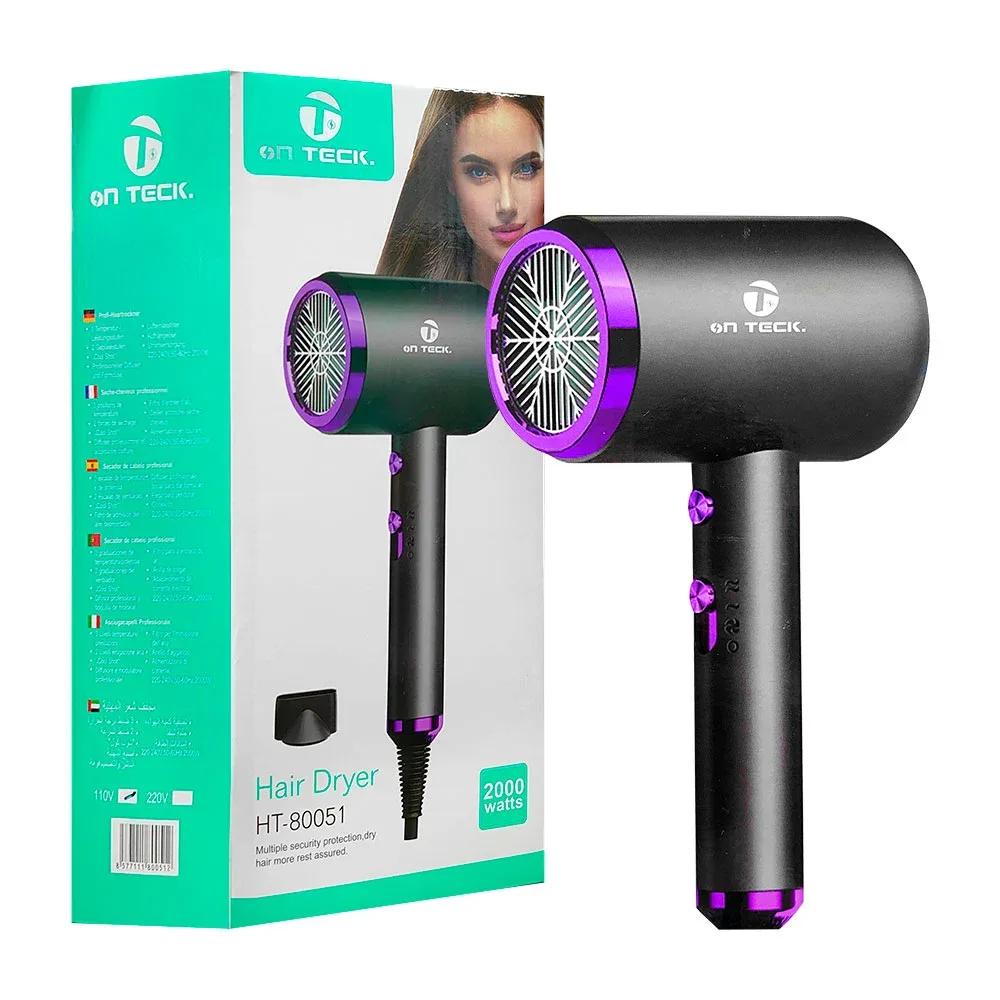Secadora on teck para el cabello con cabezal intercambiable, variedad de colores / ht-80051