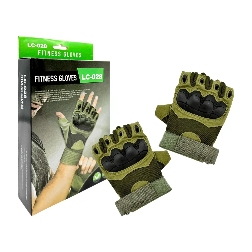 1pza Par de guantes bicolor para hacer ejercicio, con diseño abierto, protección en los nudillos y ajustables, variedad de tallas / lc-028 / fitness gloves