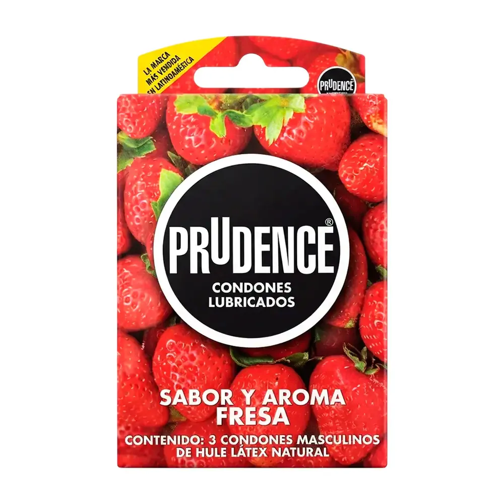 Paquete con 3 condones - preservativos prudence sabor y aroma a fresa / 982477