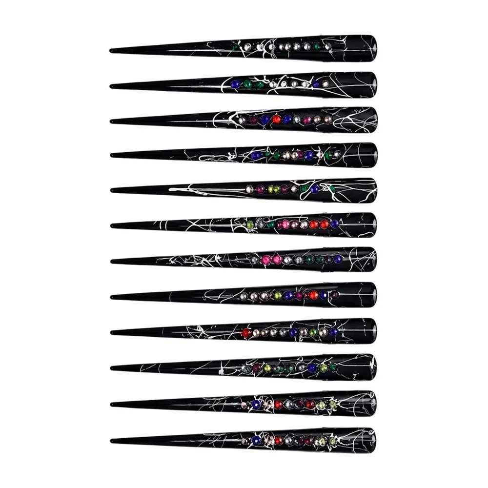 Paquete con 12 pinzas para el cabello con diseño marmoleado y pedrería