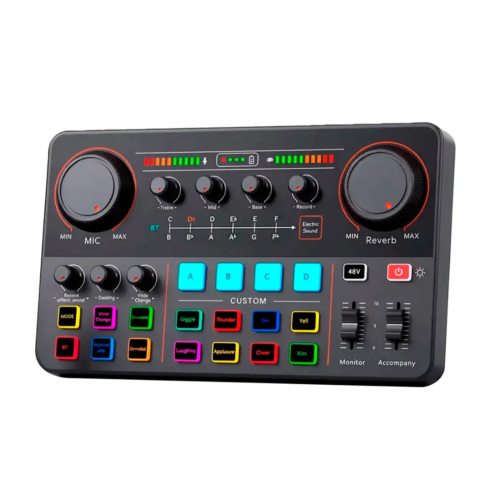Mezcladora - interfaz de audio digital bluetooth con phantom, 48v para streaming