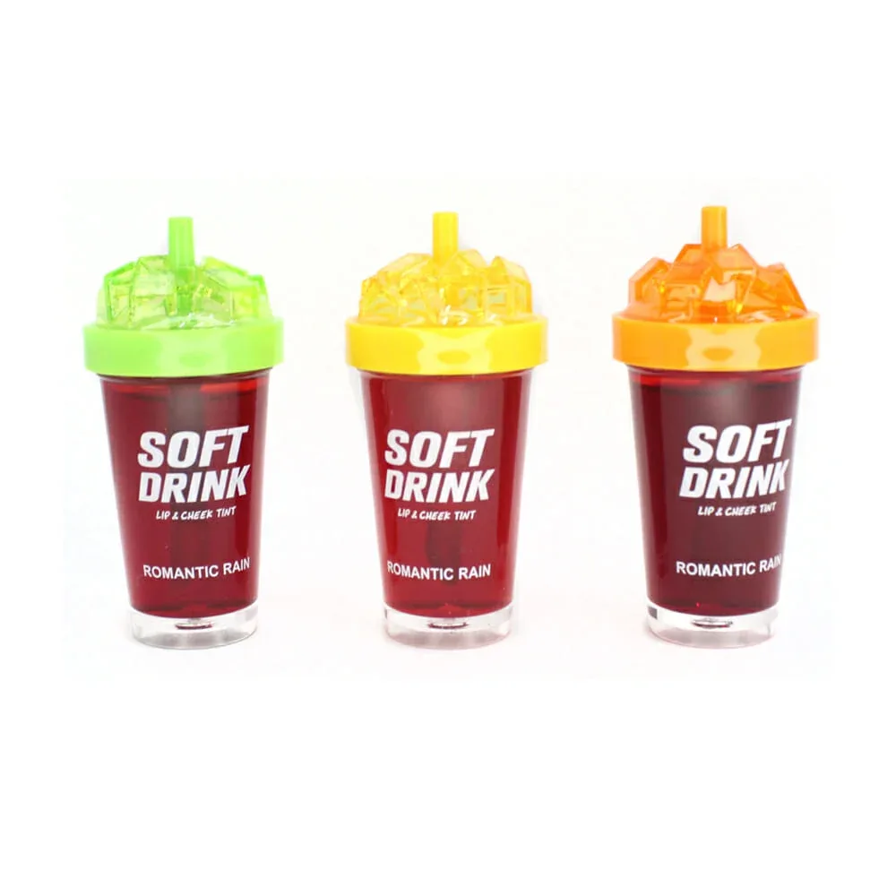 1pza Tinta brillo labial con forma de refresco con hielo, variedad de colores / soft drink