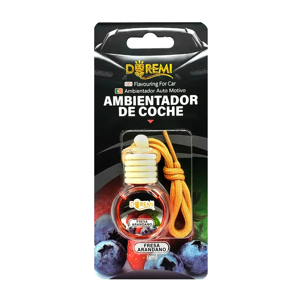 Aromatizante - ambientador de coche en frasco con cordón para colgar, 8ml, aroma fresa - arandano