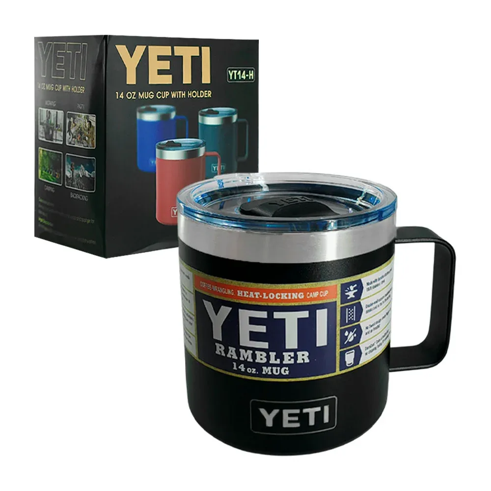 Taza termo metálico de acero inoxidable con tapa transparente, 14oz, variedad