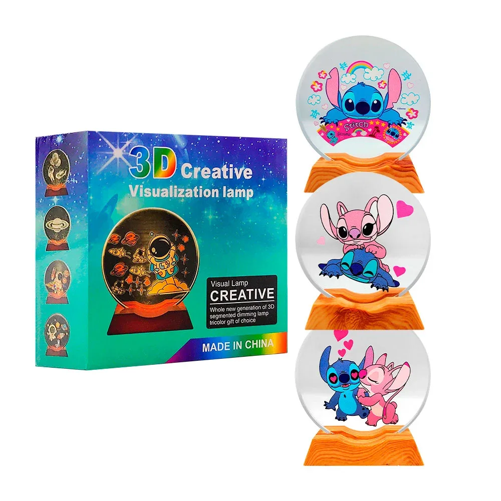 Lámpara circular chica 3d de vidrio con estampado animado / 3d creative / esp10a