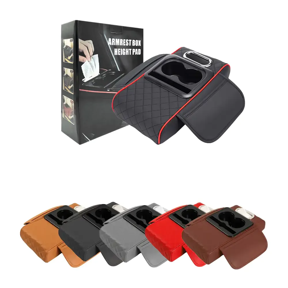 Reposabrazos acolchado con almacenamiento para coche / auto + portavasos