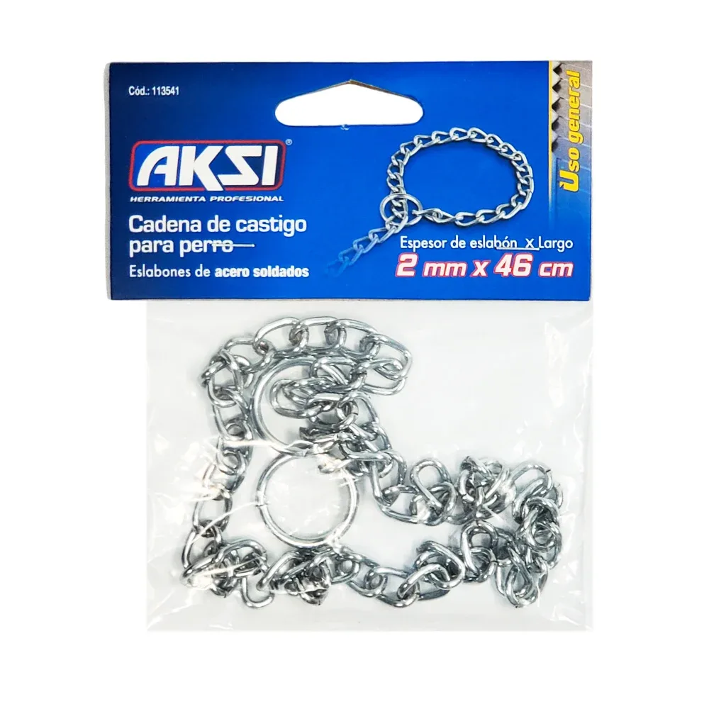 Cadena de castigo con eslabones de acero inoxidable, 2mmx46cm para perro / 113541