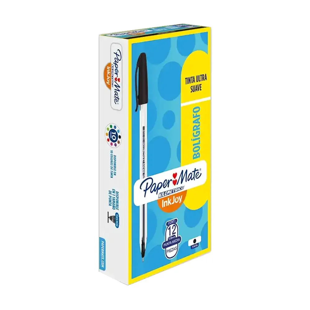 Paquete con 12 plumas bolígrafos de tinta negra con punta media 1.0mm