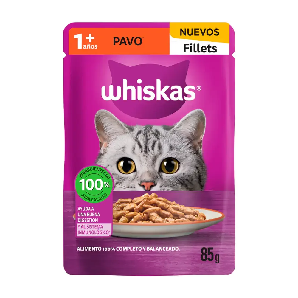 1pz alimento húmedo para gato, sobre de whiskas sabor pavo, 85g / 000672