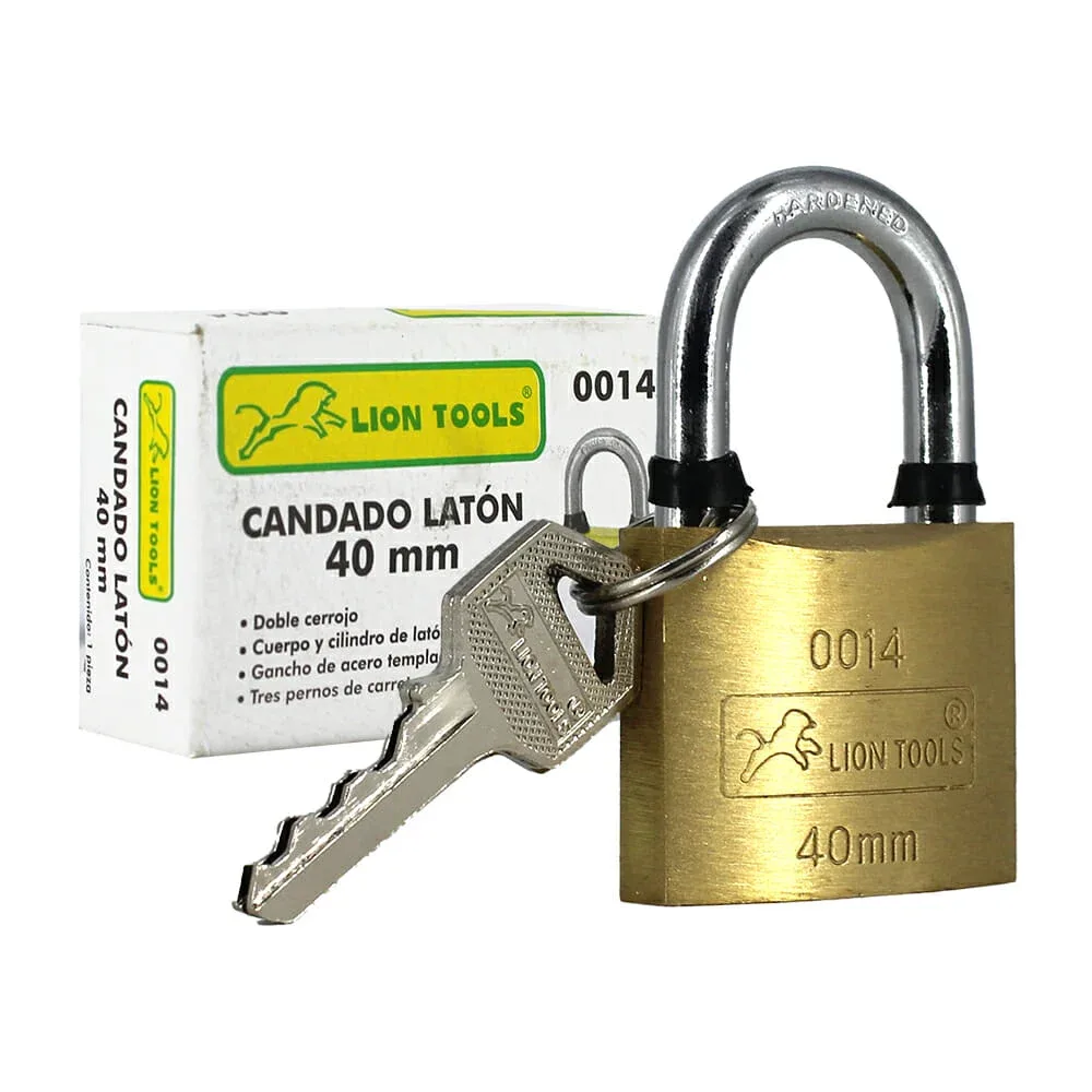 Candado lion tools de latón con juego de 3 llaves 40mm / 0014