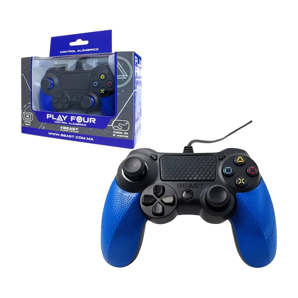Control alámbrico compatible para playstation 4 con diseño ergonómico, panel táctil, variedad de colores y diseños / play four / control beast / 024627
