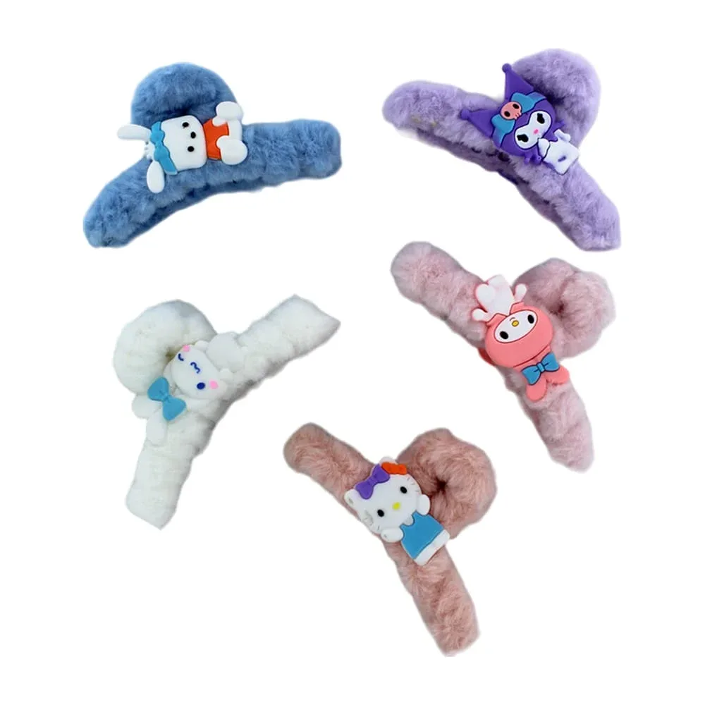 1pza Pinza grande afelpada para el cabello diseño con personajes de hello kitty sanrio, variedad de modelos / 23-fs-047