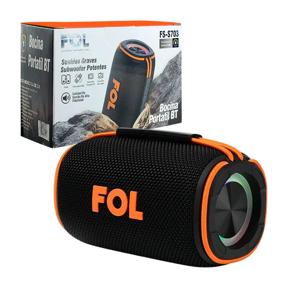 Bocina cilíndrica, pequeña, inalámbrica, sonido estéreo, puerto usb y tf + rgb
