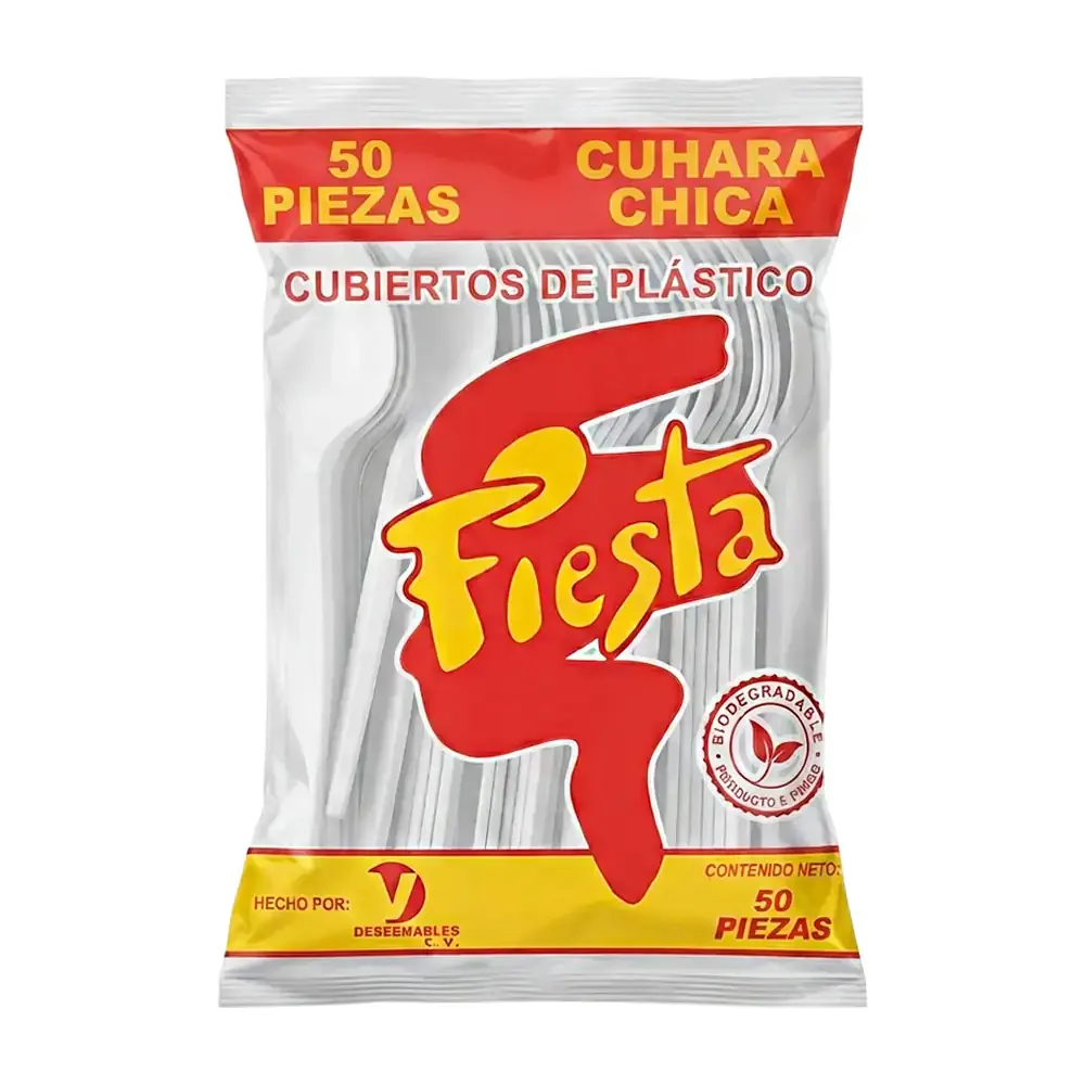 Paquete fiesta con 50 cucharas chicas de plástico / cu-ch-visa