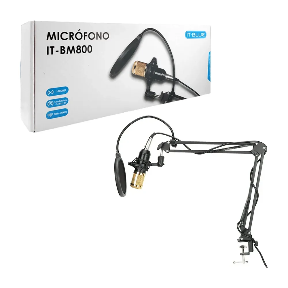 Kit de micrófono profesional con soporte y accesorios para grabación