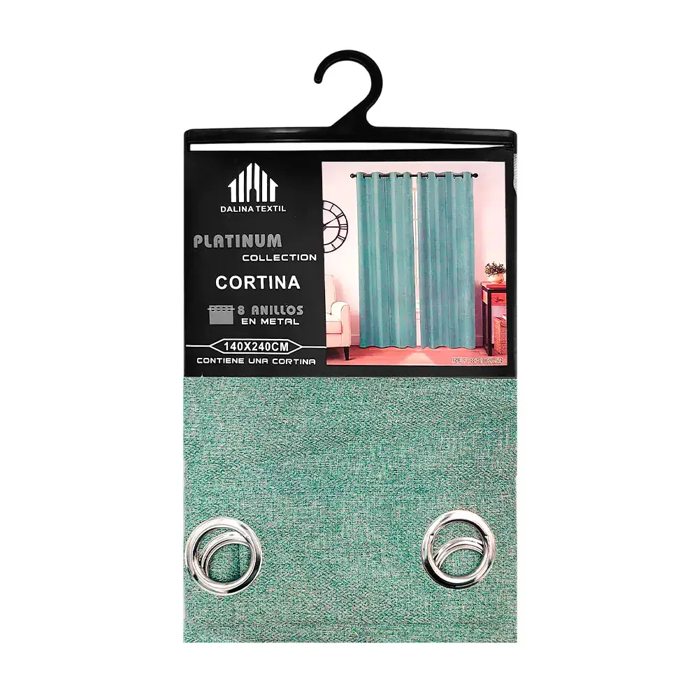 Cortina de tela blackout color verde opaco con diseño liso, 140x240cm