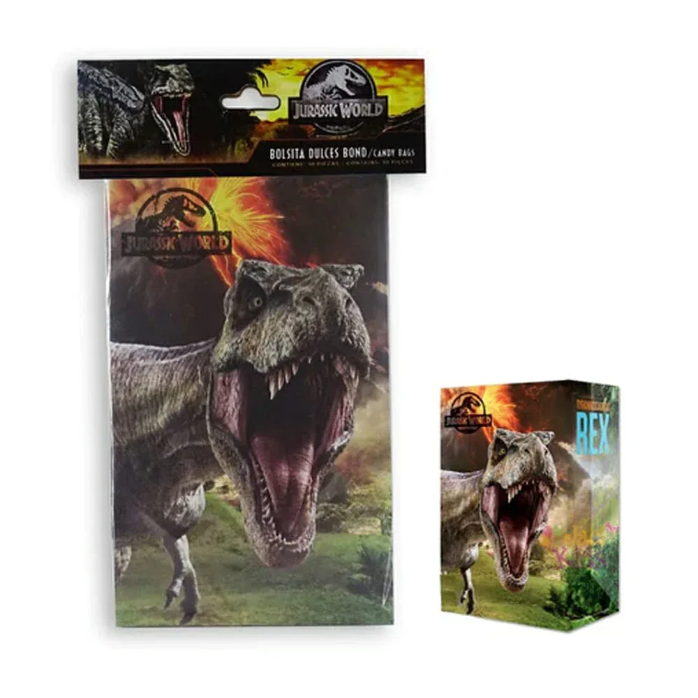 Paquete con 10 bolsas dulceras granmark de cartón con diseño de jurassic world / 498