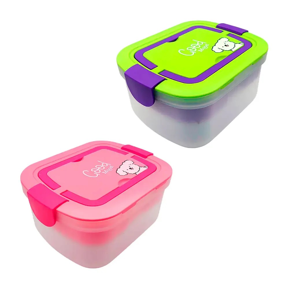 Tupper rectangular de 2 niveles con 4 divisiones, mini recipiente y agarradera