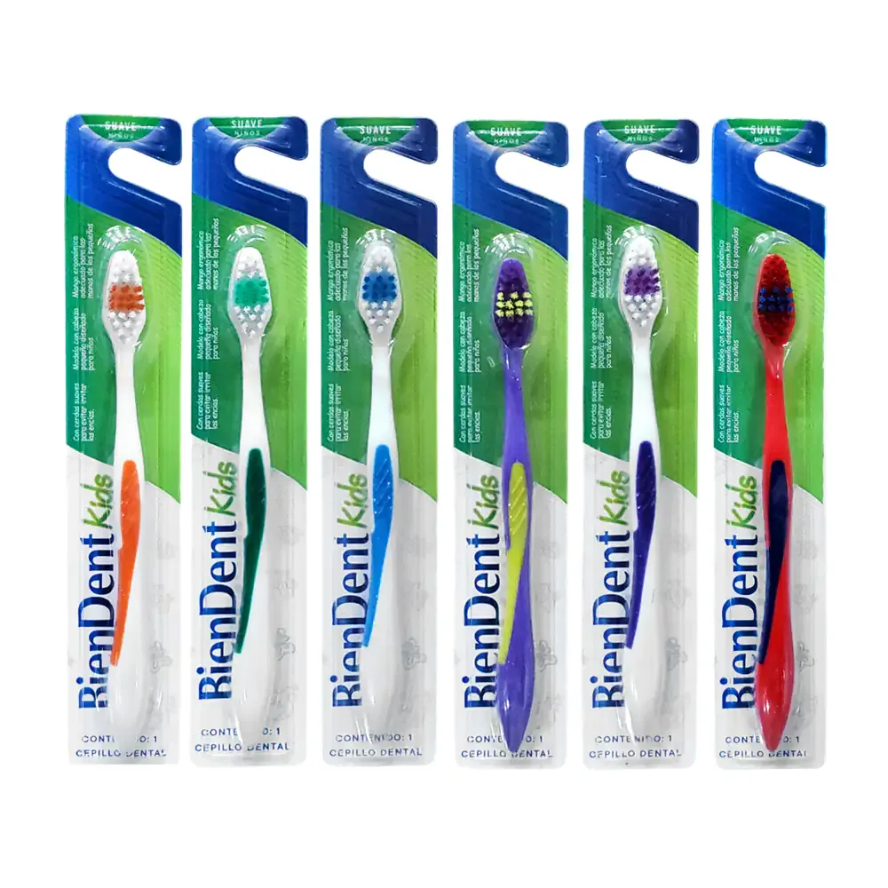1pz cepillo de dientes biendent para niños con cerdas suaves, variedad de colores / 601370