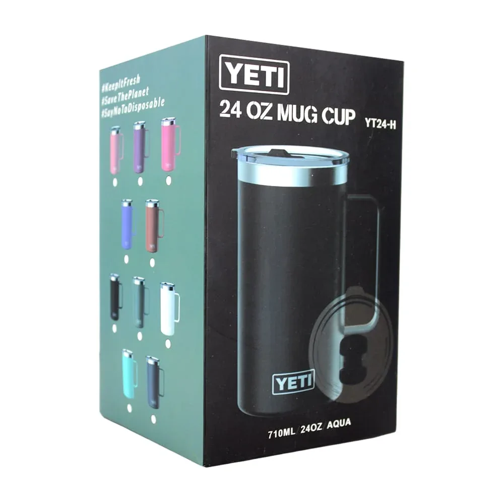 Termo liso de acero inoxidable con asa y capacidad de 24oz 710ml, variedad de colores / mug cup / yt24-h