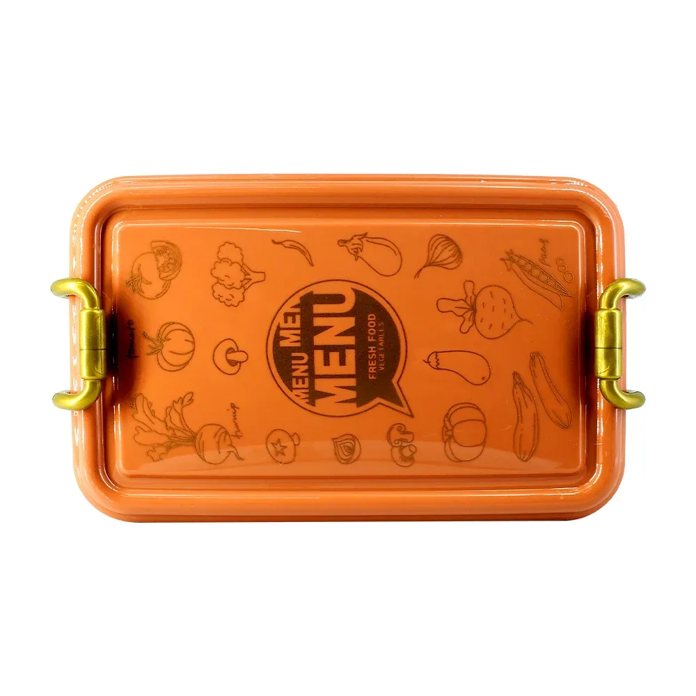 Tupper rectangular con 2 compartimientos, cubierto y recipiente para condimento, variedad de colores / menu / 24-fh-3017